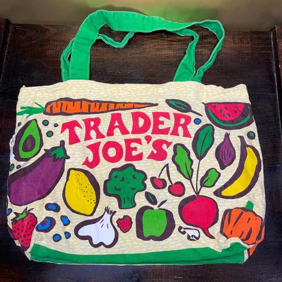Trader Joe'S Handbags - Trader Joe’s Reusable Fruit Vegetable Colorful Cloth Tote‎ Canvas Shopping Bag